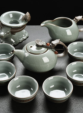 智典陶瓷哥窑功夫茶具套装家用简约泡茶杯茶壶盖碗杯子茶艺客厅
