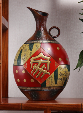 新中式陶瓷家庭摆件饰品客厅玄关置物架复古风隔断博古架插干花瓶