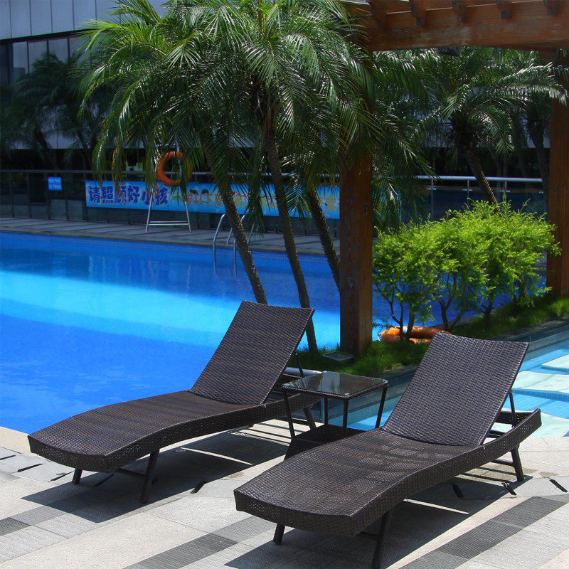 户外躺床室内外休闲藤编沙滩躺椅客厅阳台庭院折叠午睡游泳池躺椅