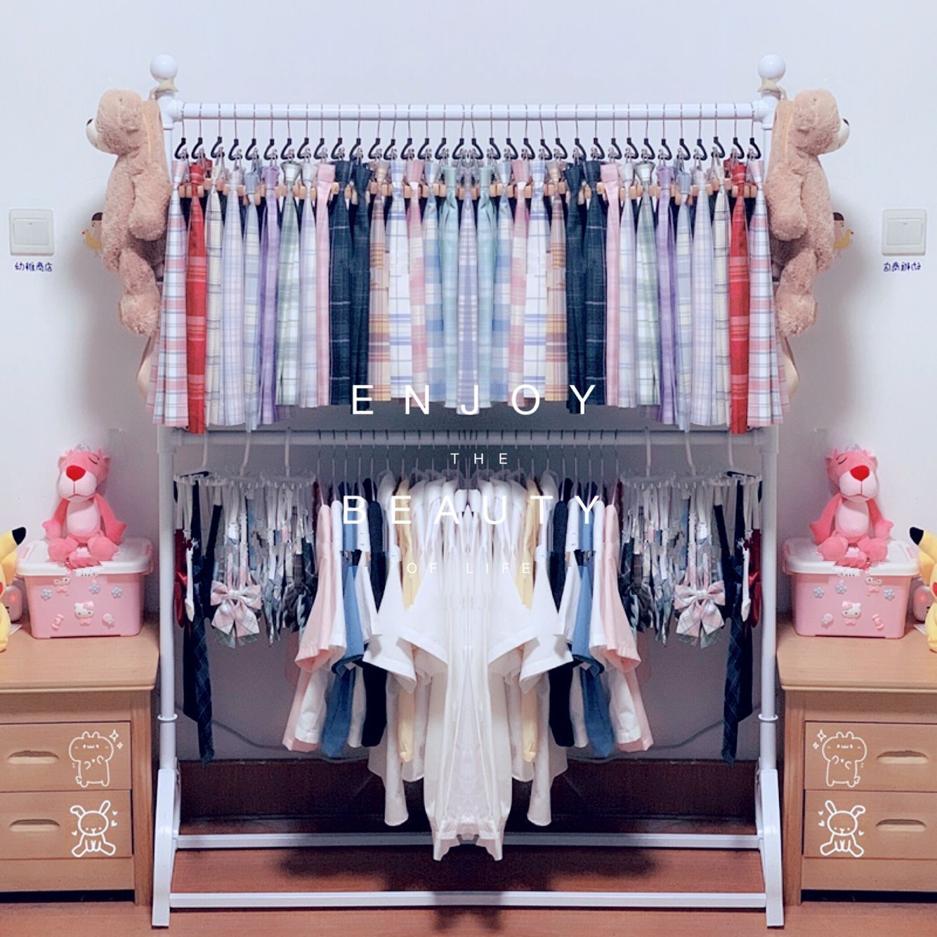 女装服装店展示架落地童装店货架铁艺陈列K架jk制服格裙双层挂衣