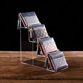 亚克力梯形钱包架 塑料透明手包眼镜首饰收纳架子 多层钱包展示架