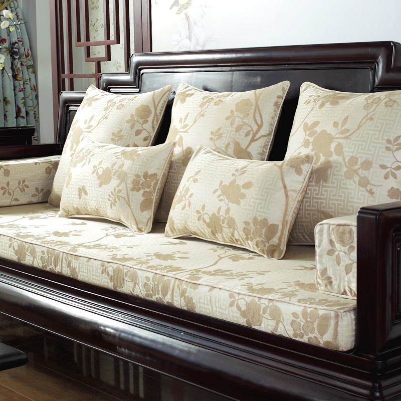 优选红木沙发坐垫 贡缎提花四季实木家具沙发垫套罩椅垫防滑垫子