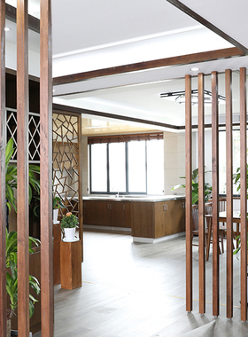 优选实木格栅隔断客厅木质屏风门口客餐厅木条隔断入户门玄关原木