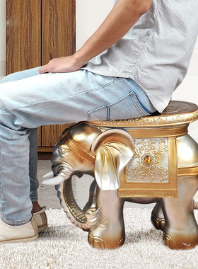 招财大象换鞋凳创意穿鞋凳摆件方凳沙发凳家居板凳家用矮凳装饰品