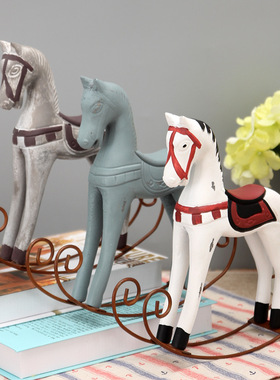 优选不倒翁木马摆件橱窗陈设工艺品装饰家居用品拍摄道具客厅书房