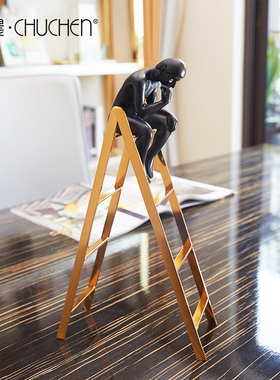 优选欧式金属装饰品摆件思考者书房书桌面办公室酒柜工艺品房间小