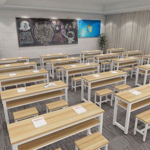 学生课桌椅学校辅导班单双人培训桌椅活动桌书画桌补习班课桌椅