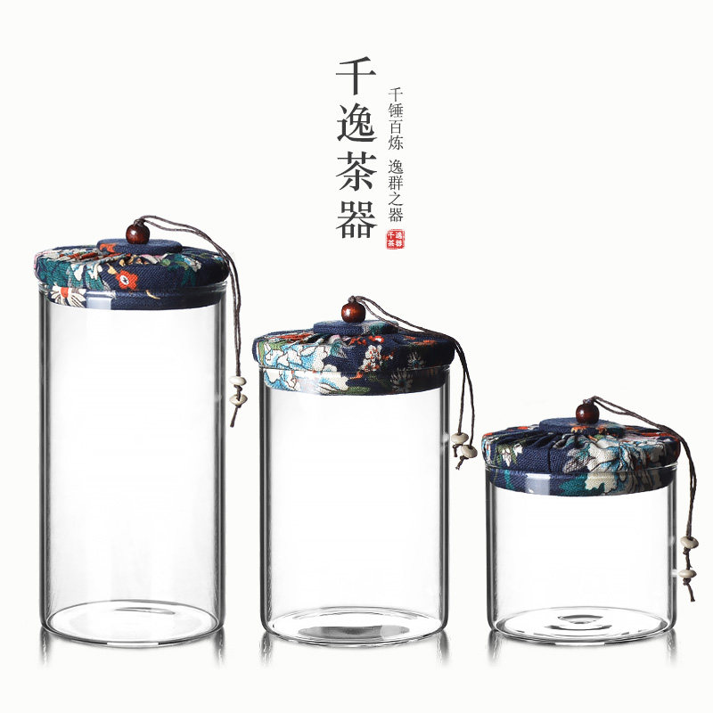 茶叶罐玻璃 密封直筒透明罐子木制迷你小号包装盒罐 花茶玻璃瓶