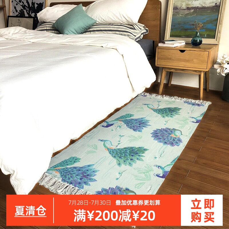 床边地毯床前满铺房间可爱现代简约可机洗长方形床头垫地垫
