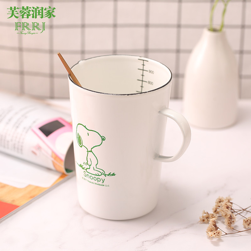 搪瓷量杯刻度计量杯 冲泡牛奶杯咖啡杯有漏嘴烘培理杯马克杯