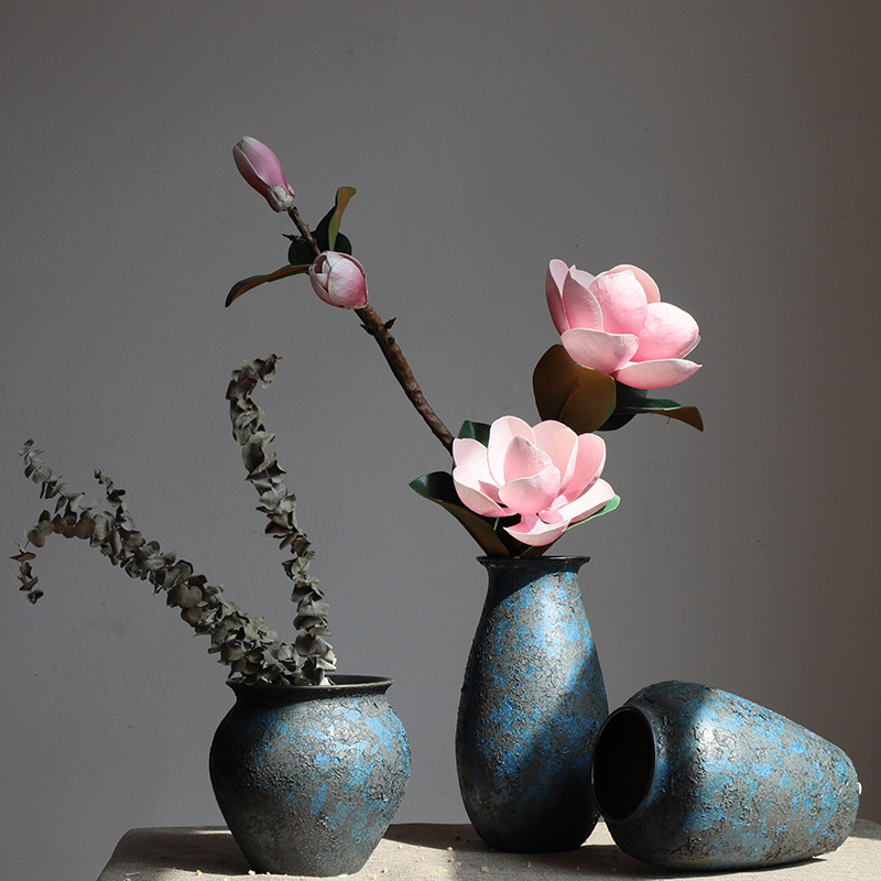 手工做旧发泡釉花瓶粗陶陶瓷花盆陶罐坛子插花器复古客厅装饰,家居饰品,花瓶,淘宝优惠券,粉丝福利购,淘宝优惠卷