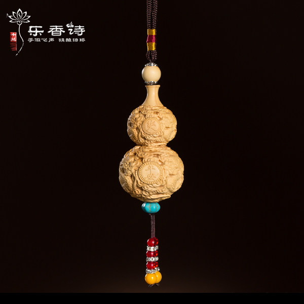 《双龙葫芦》乐清黄杨木雕工艺车饰汽车挂饰装饰品