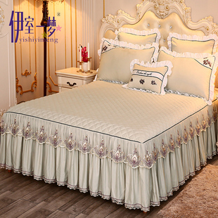 席梦思加厚床罩夹棉床裙式 韩式 床套单D件保护套蕾丝18m米床公主