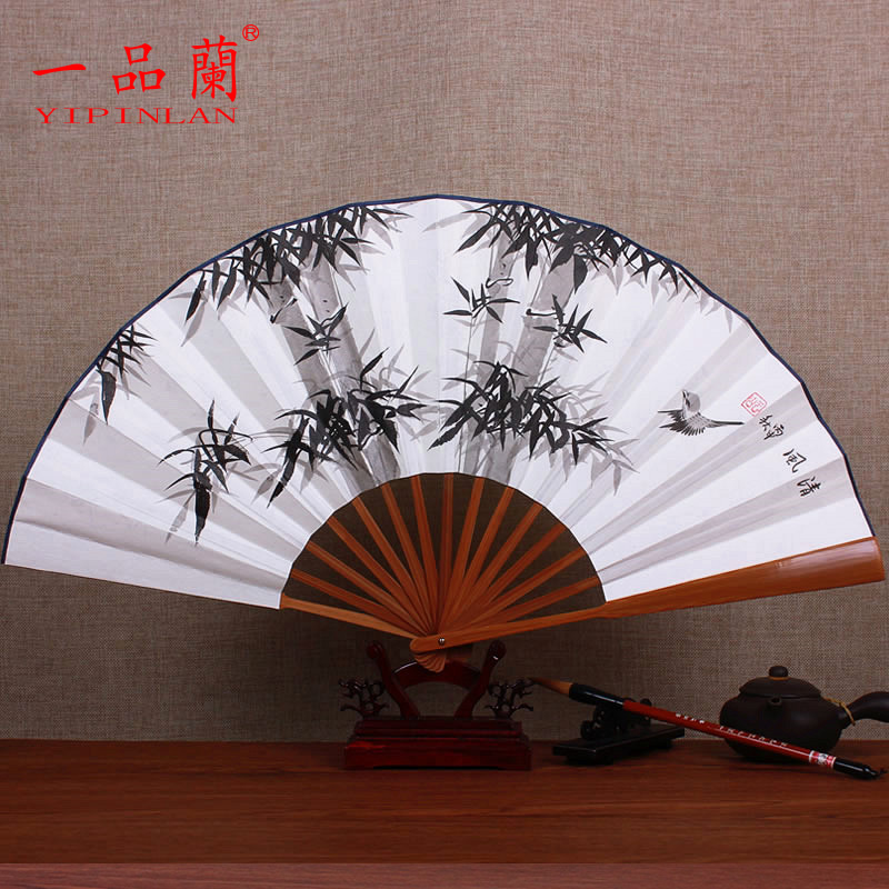 中国风10寸古典汉服手绘宣纸扇子古风白纸折扇手工折叠扇竹随身男