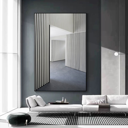影拥 邂逅角 现代建筑黑白画室挂画壁画玄关画