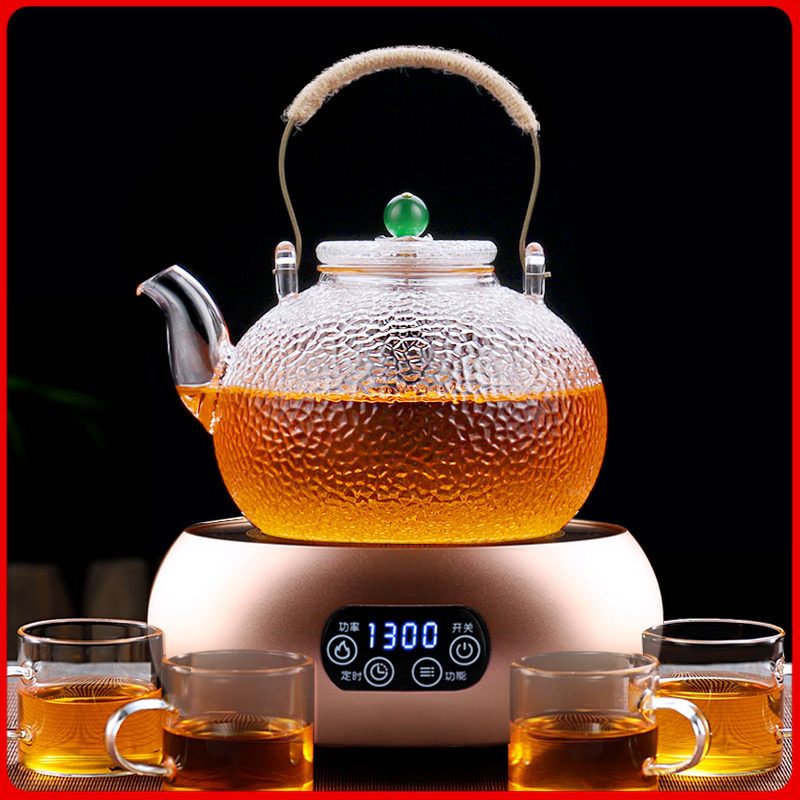 大容量锤纹玻璃提梁煮茶壶普洱白茶电陶炉耐高温烧水养生泡茶壶
