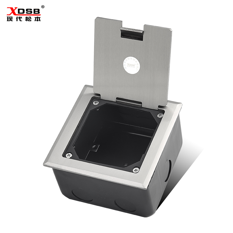 现代松本120开启式不锈钢防水地面插座地插银色86面板型插座工程