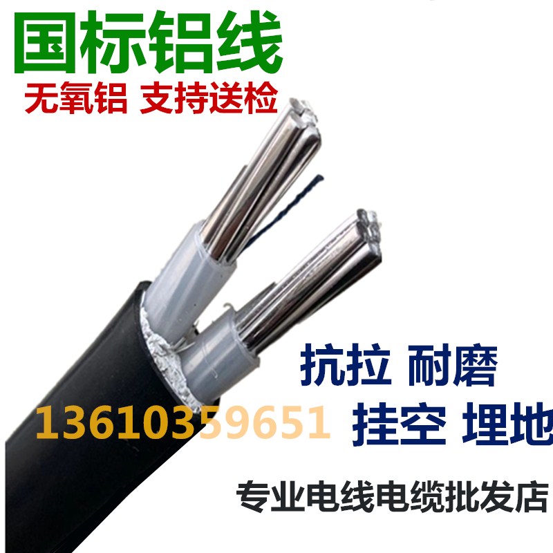 铝线电线户外电缆线2芯电揽线6/10/16平方铝芯线地埋线二芯电览线