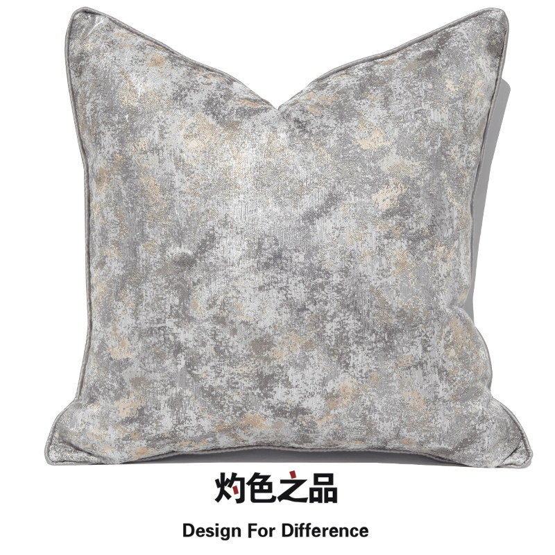 简约现代银色抽象图案混纺布艺别墅样板间酒店沙发靠枕靠垫大抱枕