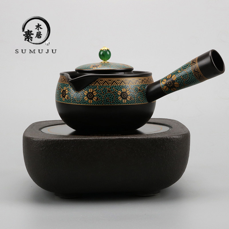陶瓷煮茶器小青柑煮茶壶侧把壶黑茶煮茶炉内胆可加热泡茶壶