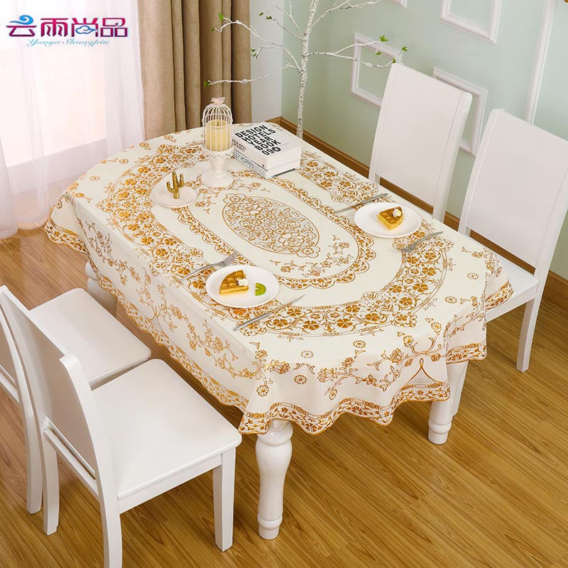 家用加厚台布pvc折叠椭圆形桌垫防水防油防烫免洗蕾丝长方形茶几