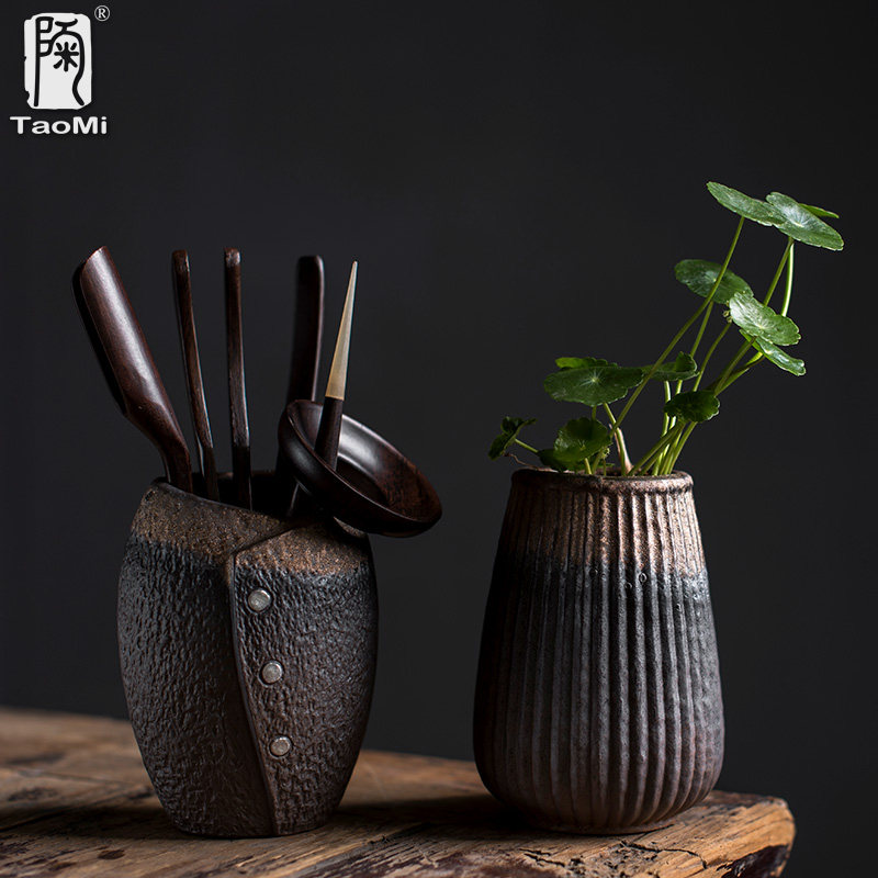 陶迷复古茶道六君子套装茶具配件套装黑檀实木六君子手工陶瓷花瓶,餐饮具,茶道/零配,淘宝优惠券,粉丝福利购,淘宝优惠卷