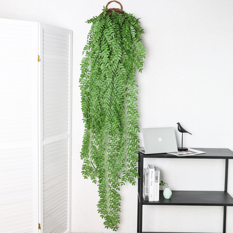 仿真豆槐叶子壁挂假花藤条阳台装饰塑料藤蔓植物绿植墙面吊绿树叶