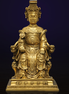 妈祖摆件神像佛j像海神娘娘铜像家居工艺品船员海员渔民供奉装饰