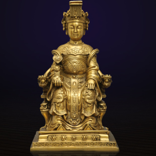 妈祖摆件神像佛j像海神娘娘铜像家居工艺品船员海员渔民供奉装饰
