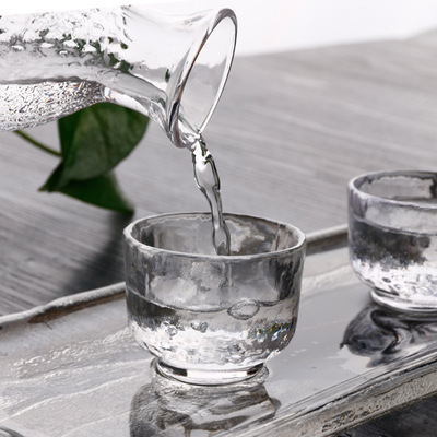 日式家用清酒梅子果酒杯锤纹壶一口杯磨砂禅意白酒杯子果酒米酒杯