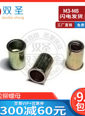 【M3-M8 规格齐全】双圣 拉铆螺母 拉帽 小头铆螺母 100只