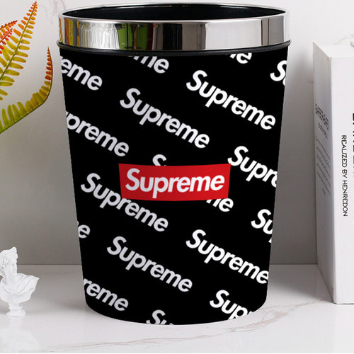 北欧创意潮牌supreme压圈垃圾桶客厅家用收纳桶厨房大号无盖纸篓