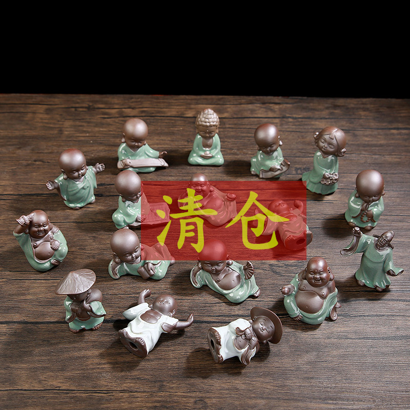 茶宠摆件可养招财创意个性禅意小和尚紫砂哥窑精品茶道茶玩茶宝