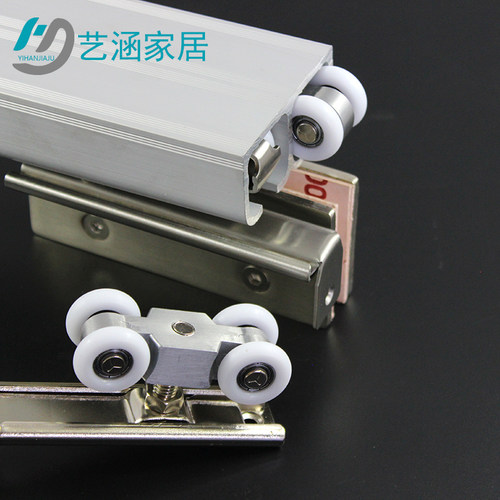 加厚静音重型移门双轨道吊轨玻璃趟门轮推拉上滑道滑槽滑轮吊轮门