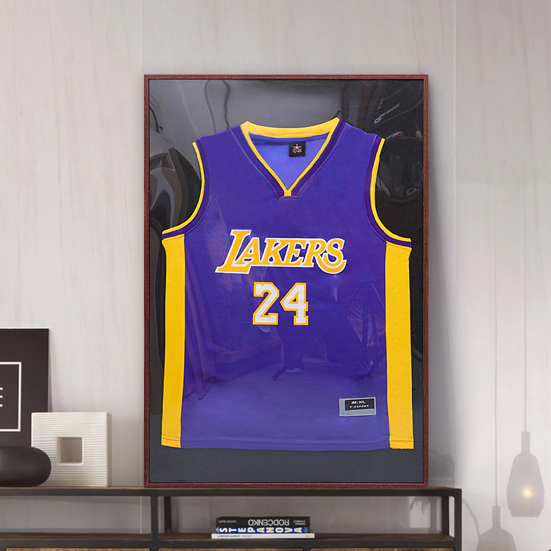 球衣裱框画框装裱足球篮球毛线服签名收藏展示黑色相框架挂墙收纳