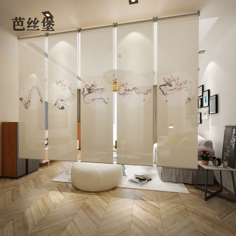 帘子屏风帘客厅玄关卧室办公软隔断窗帘卷帘升P降拉式定制挂式布