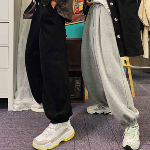男女直筒运动束脚裤 春秋宽松休闲阔腿裤 2020新款 情侣 一碗楚欣
