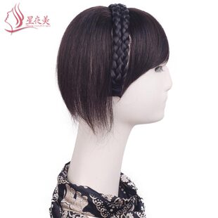 发箍头顶补发片真发假刘海发片假发女遮白L发修饰脸型长直发补发