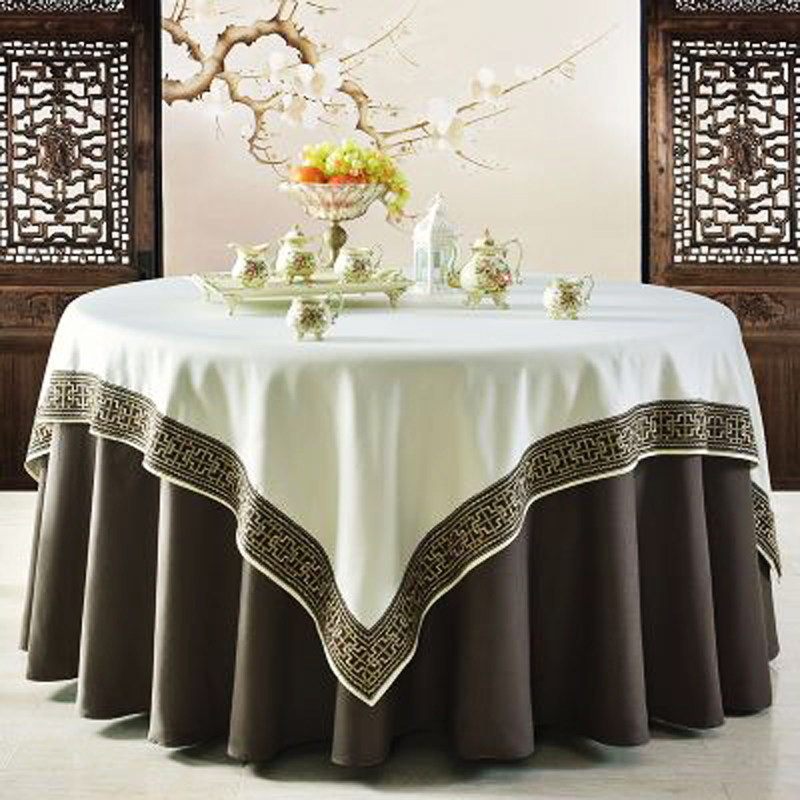 中式酒店大圆桌布餐厅圆台布饭店餐桌布圆形家用圆桌餐布酒店桌布