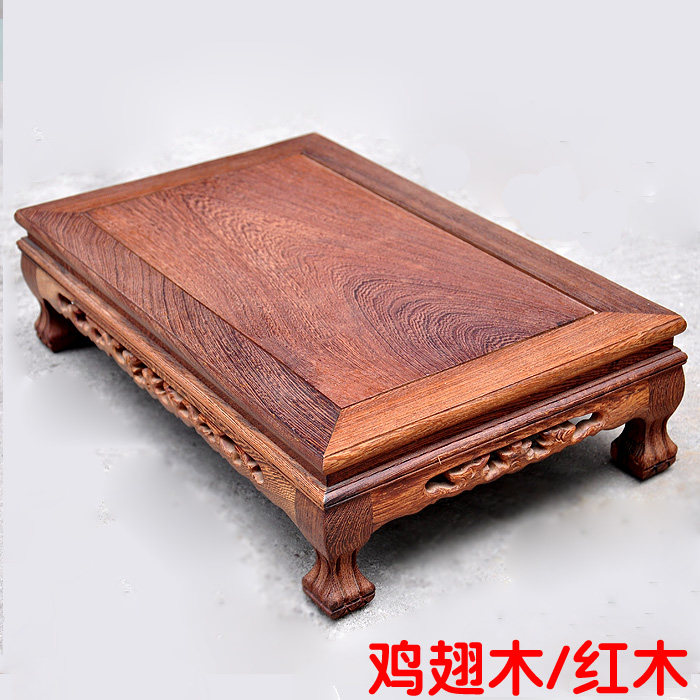 实木鸡翅木红木虎脚大长方台形鱼缸花瓶花盆底座架子垫高新中式