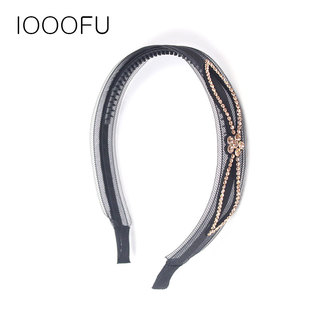 闪亮网纱水钻发箍带齿o 韩国防滑超仙水晶水钻头箍 女压发刘海发