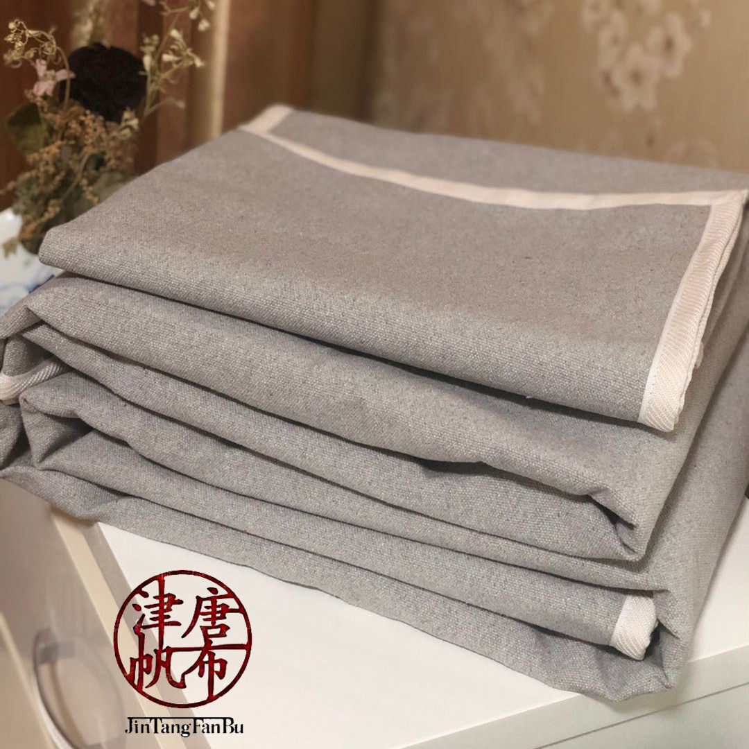 【色织老帆布凉席】特厚加密天津传统老帆布粗布纯棉白夏条纹床单