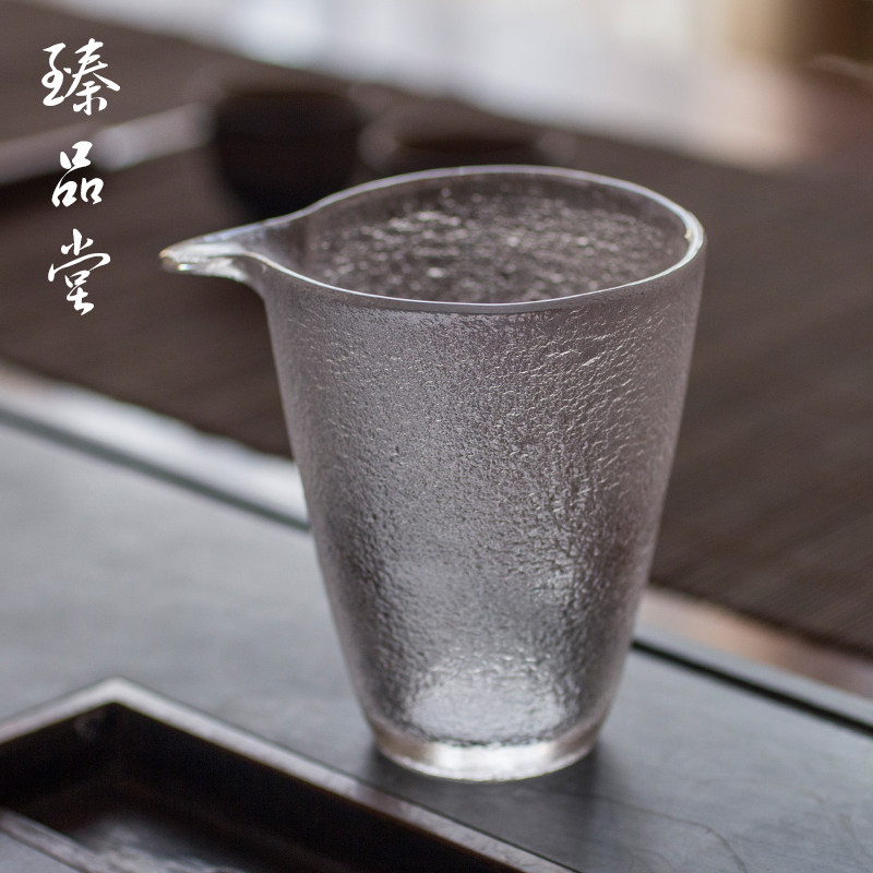 臻品堂 锤纹耐热玻璃公q杯 茶海茶具配件分茶器 手工甩制小公道杯