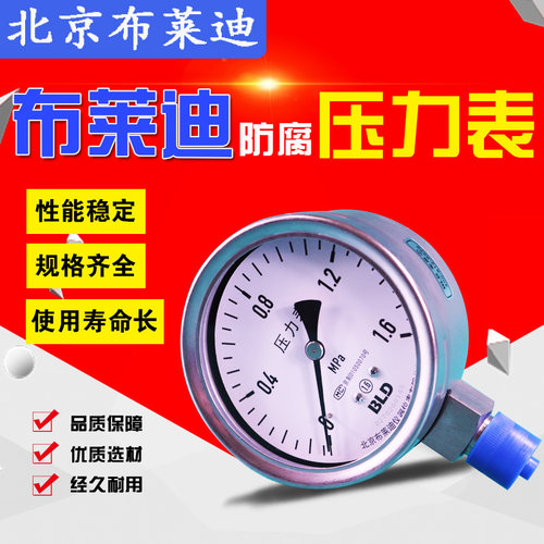 北京布莱迪不锈钢高精度压力表YTH100径向气压水压油压真空表特卖