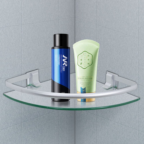 浴室三角玻璃架转角置物架冲凉房卫生间角架N三角形免打孔厕所角