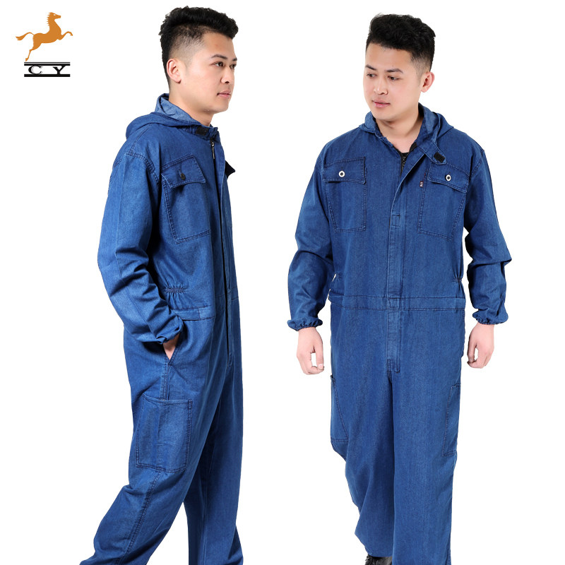 夏季薄款牛仔连体衣工作服套装男耐磨工装汽修喷漆防尘劳保服,男装,工装制服,淘宝优惠券,粉丝福利购,淘宝优惠卷