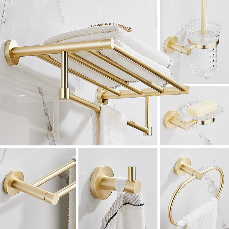 黄铜毛巾架拉丝金色浴巾架洗手间置物架浴室高端卫浴挂件擦脸巾架,家装主材,浴巾架/毛巾架,淘宝优惠券,粉丝福利购,淘宝优惠卷