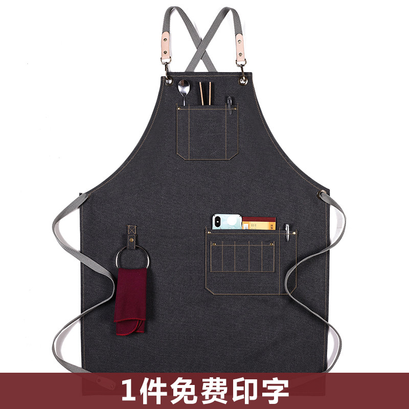 理发围裙定制logo印p字发型师咖啡厅奶茶店花艺烘焙纯棉帆布工作
