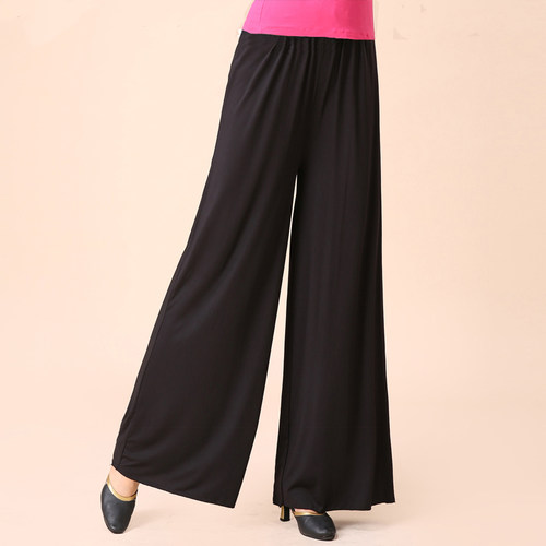 春夏阔腿b裤广场舞服装牛奶丝女拉丁舞蹈裤跳舞表演练习练功喇叭