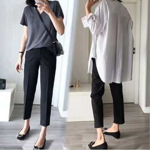 薄款 韩z版 时尚 孕妇装 职业直筒孕妇托腹裤 新款 九分西装 2021春秋装